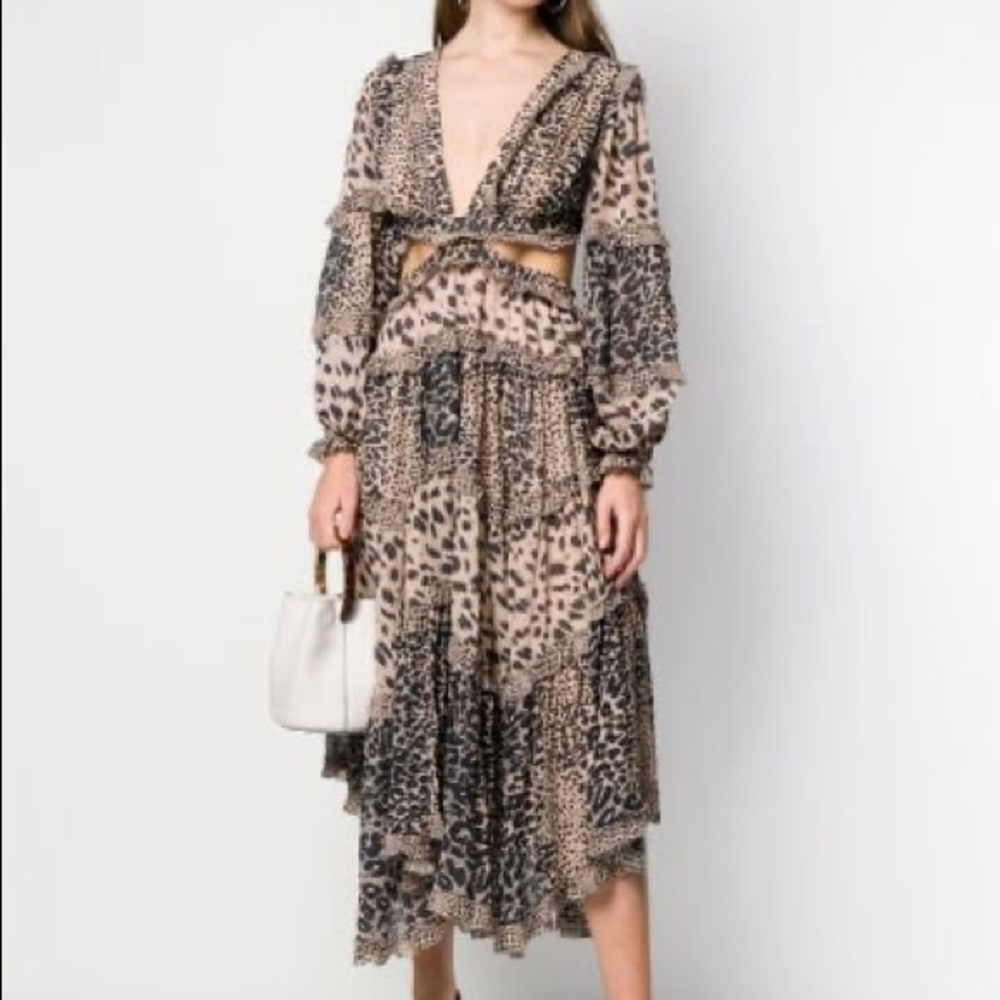 Zimmermann Allia Leopard Cutout Dress AU1/S - Picture 4 of 12